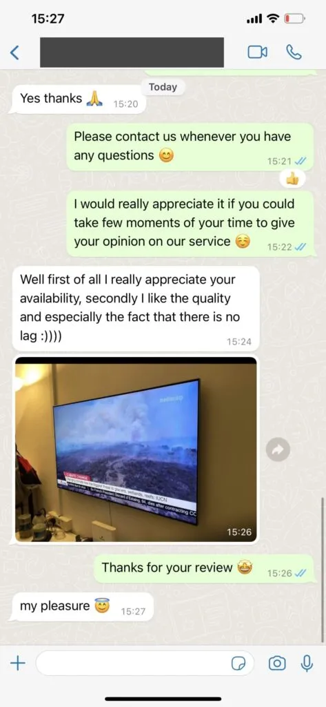 WhatsApp customer chat feedback screenshot 2 for xcodes iptv
